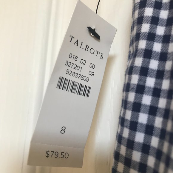NWT Talbots Perfect Crop Navy Blue White Gingham Check Pants Size 8 - Picture 7 of 7
